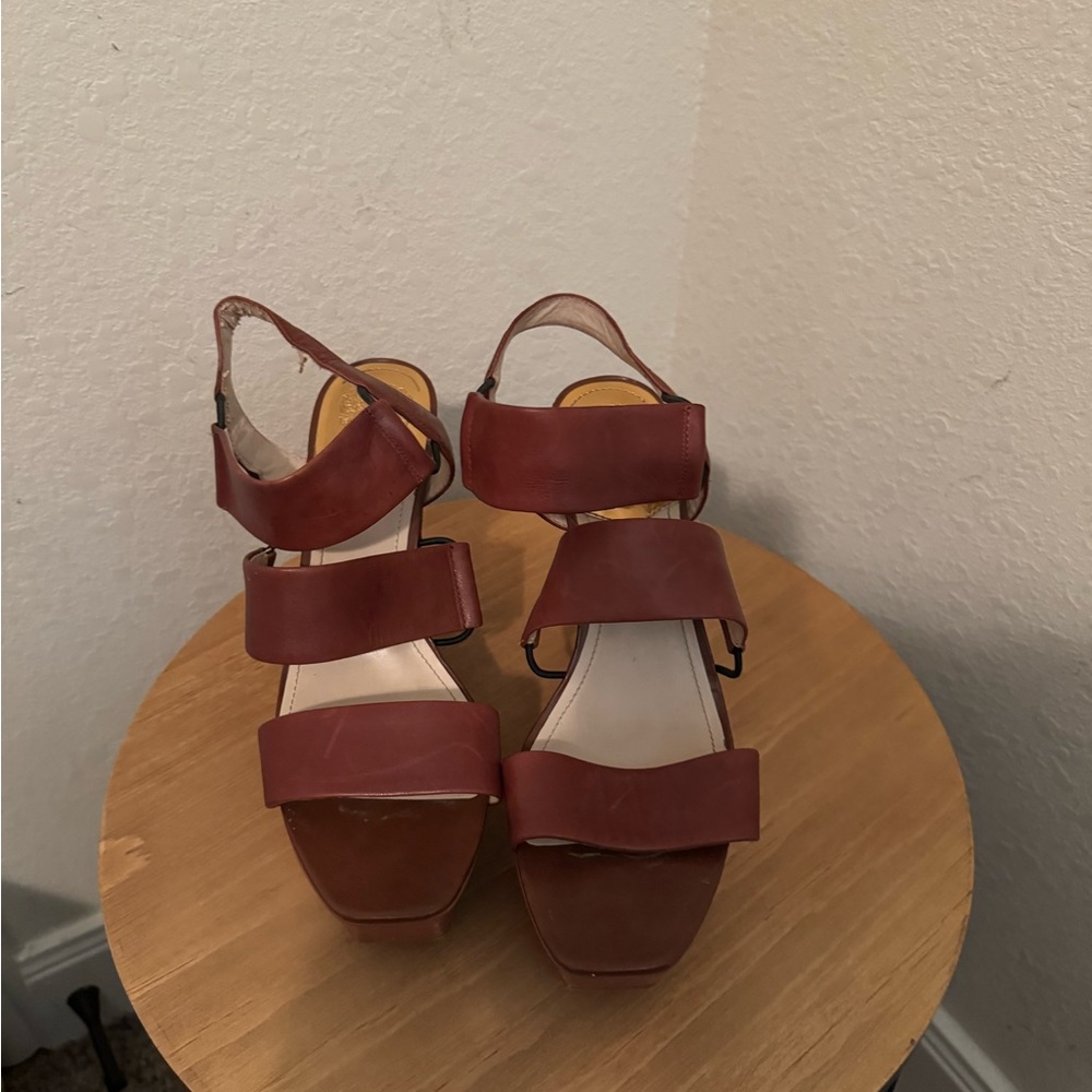 Vince Camuto Brown Strappy Sandals with Ankle Straps